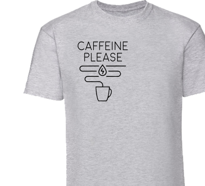 Food/Drink-caffeine please; Men/Unisex T-Shirt Heather Grey,100% katoen.