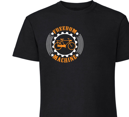 freedom machine; Men/Unisex T-Shirt Zwart ,100% katoen.