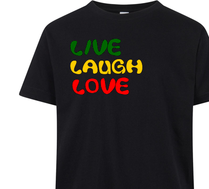 Live Laugh Love; Kids T-Shirt Zwart,100% katoen.