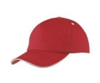 100% gekamd katoen. 5 panel cap.Rood. 