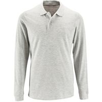 Men/Unisex Polo met lange mouwen, 100%  Cotton, Gewicht 180 g/m. Heather Grey 