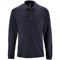 Men/Unisex Polo met lange mouwen, 100%  Cotton, Gewicht 180 g/m. Navy 