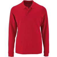 Men/Unisex Polo met lange mouwen, 100%  Cotton, Gewicht 180 g/m. Rood 