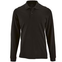 Men/Unisex Polo met lange mouwen, 100%  Cotton, Gewicht 180 g/m. Zwart 