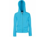 Lady-Fit Hooded Sweat Jacket (met ritssluiting)- 70% katoen , 30% polyester, Weight: 260 g/m2,Azure Blue.