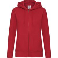 Lady-Fit Hooded Sweat Jacket (met ritssluiting)- 70% katoen , 30% polyester, Weight: 260 g/m2,Rood.