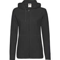 Lady-Fit Hooded Sweat Jacket (met ritssluiting)- 70% katoen , 30% polyester, Weight: 260 g/m2,Black.