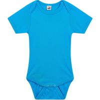 Baby Shortsleeve Romper,Jongens blauw,100% combed katoen.