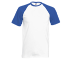 Men/Unisex Short Sleeve Baseball ,Kwaliteit:100% katoen,160gm/m²,Wit/Royal Blue.