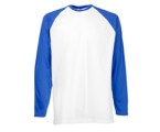 Men/Unisex longsleeve Sleeve Baseball ,Kwaliteit:100% katoen,160gm/m²,White/Royal Blue.