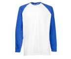 Men/Unisex longsleeve Sleeve Baseball ,Kwaliteit:100% katoen,160gm/m,Wit/Royal Blue.