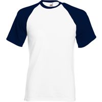 Men/Unisex Short Sleeve Baseball ,Kwaliteit:100% katoen,160gm/m²,Wit/Navy.