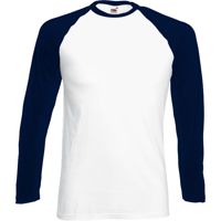 Men/Unisex longsleeve Sleeve Baseball ,Kwaliteit:100% katoen,160gm/m,Wit/Navy.