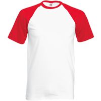Men/Unisex Short Sleeve Baseball ,Kwaliteit:100% katoen,160gm/m²,White/Red.