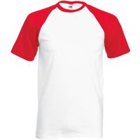 Men/Unisex Short Sleeve Baseball ,Kwaliteit:100% katoen,160gm/m,Wit/Rood.
