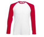 Men/Unisex longsleeve Sleeve Baseball ,Kwaliteit:100% katoen,160gm/m,Wit/Rood.
