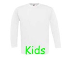 Kids T-Shirt long sleeves Wit,100% katoen.