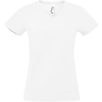 Lady basic T-Shirt V-neck Wit,100% katoen .