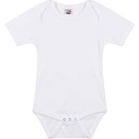 Baby Shortsleeve Romper,Wit,100% combed katoen.