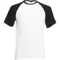 Men/Unisex Short Sleeve Baseball ,Kwaliteit:100% katoen,160gm/m,Wit/Zwart.