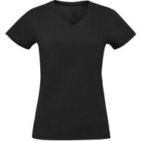 Lady basic T-Shirt V-neck Zwart,100% katoen .