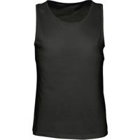 Tanktop voor heren met brede bandjes. 100% Semi-Combed Ringspun Cotton, Zwart.